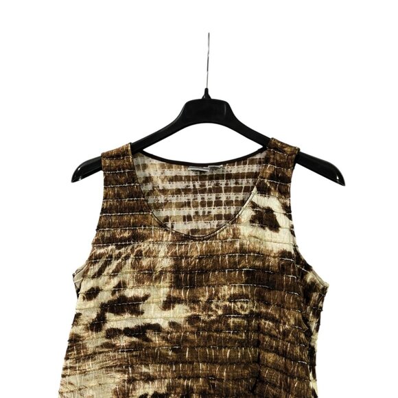 Y2K Chico's Womens Brown Animal Print Tank Top Ruffles Size 2 (US L) - Picture 2 of 7
